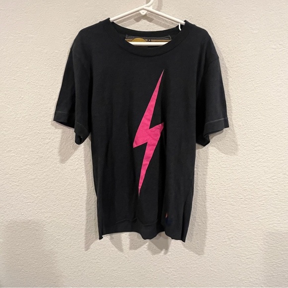 Aviator Nation Tops - Aviator nation super soft distressed black tee with pink lighting bolt xsmall